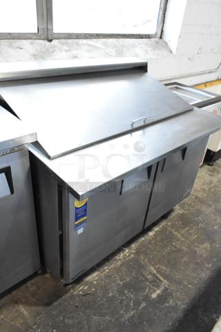 Everest EPBR2 Stainless Steel Commercial Sandwich Salad Prep Table Bain Marie Mega Top on Commercial Casters. 115 Volts, 1 Phase.