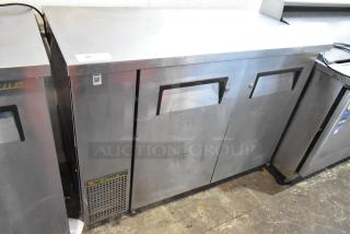 True TBB-24-48FR-S Stainless Steel Commercial 2 Door Undercounter Cooler on Commercial Casters. 115 Volts, 1 Phase.