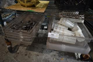 ALL ONE MONEY! Tier Lot of Various Items Including Poly Silverware Holders, Spoons and Poly Bins.