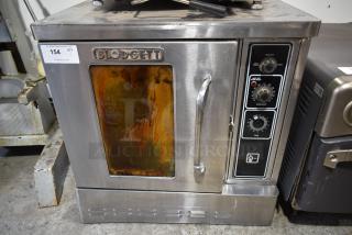Blodgett Stainless Steel Commercial Gas Powered Half Size Convection Oven w/ View Through Door and Thermostatic Controls.