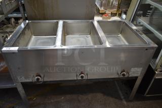 Duke E303 M Metal Commercial Electric Powered 3 Bay Steam Table. 240 Volts, 1 Phase.