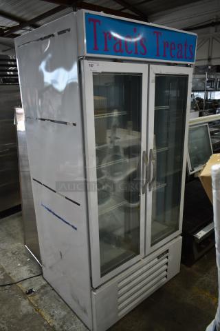 Beverage Air CFG36-1 Metal Commercial 2 Door Reach In Freezer Merchandiser w/ Poly Coated Racks. 115 Volts, 1 Phase.