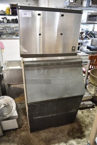 Manitowoc QY0454A Stainless Steel Ice Head on Scotsman Commercial Ice Bin. 115 Volts, 1 Phase. - Item #1190334