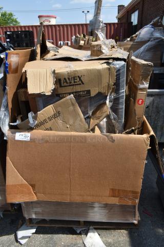 8 BRAND NEW SCRATCH AND DENT! Items Including 600WT30X48SS Regency 30" x 48" 16-Gauge 304 Stainless Steel Commercial Open Base Work Table, 257FSUC2436 Lavex 36" x 24" x 35" Two Shelf Steel Utility Cart - Fully Welded, 712B5524 Steelton Stainless Steel Single Tier Speed Rail - 24", 600MS2424 Regency 24" x 24" Stainless Steel Microwave Shelf. 8 Times Your Bid!