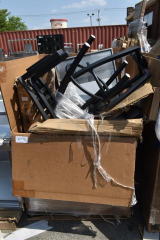 20 BRAND NEW SCRATCH AND DENT! Items Including 164BCROSBSFR Lancaster Table & Seating Black Swivel Cross Back Bar Height Frame, 600TB2448G Regency 24