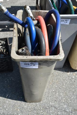 ALL ONE MONEY! Lot of Various Items Including Poly Slim Jim Trash Can and Gas Hoses