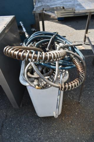 ALL ONE MONEY! Lot of Various Items Including Ingredient Bin, Spray Nozzle Attachments and Hoses