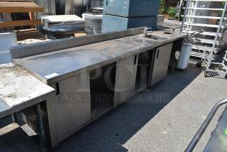 Stainless Steel Table w/ Sink Bay, Back Splash.