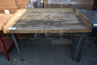 Wooden Butcher Block Table.