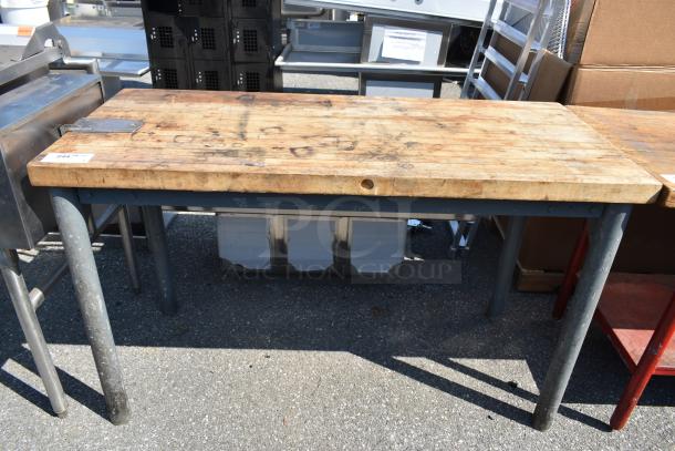 Wooden Butcher Block Table. - Image 1 of 6