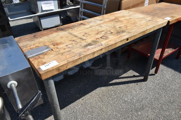 Wooden Butcher Block Table. - Image 2 of 6