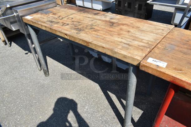 Wooden Butcher Block Table. - Image 3 of 6