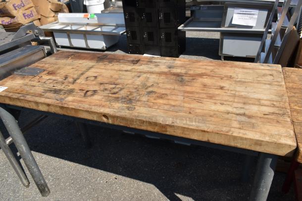 Wooden Butcher Block Table. - Image 5 of 6