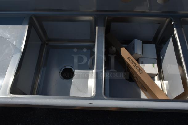 BRAND NEW SCRATCH AND DENT! Regency 600S3162018L Stainless Steel 3 Bay Sink w/ Left Side Drain Board. - Image 5 of 9
