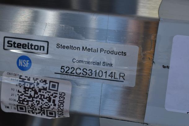 BRAND NEW SCRATCH AND DENT! Steelton 522CS31014LR 54" 18-Gauge Stainless Steel Three Compartment Commercial Sink with 2 Drainboards. No Legs. - Image 7 of 7