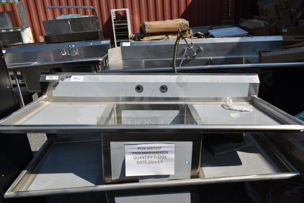 BRAND NEW SCRATCH AND DENT! Regency 600S12424224 Stainless Steel Single Bay Sink w/ Dual Drain Boards. No Legs. - Image 1 of 8
