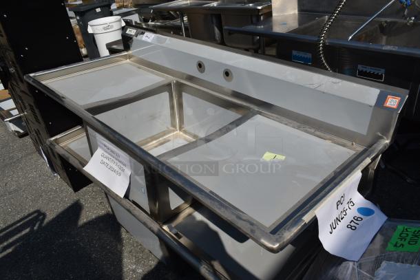 BRAND NEW SCRATCH AND DENT! Regency 600S12424224 Stainless Steel Single Bay Sink w/ Dual Drain Boards. No Legs. - Image 3 of 8