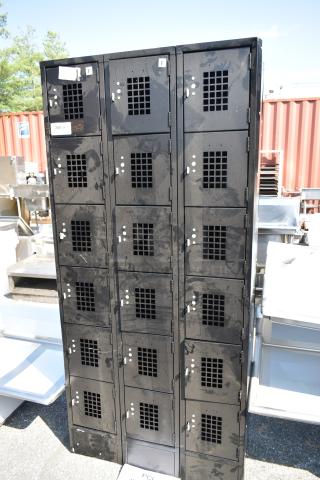 BRAND NEW SCRATCH AND DENT! Regency 600LC36125AK Space Solutions Black 36" x 15" x 78" 3 Wide, 6 Tier Locker- Assembled