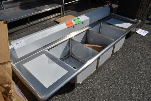 BRAND NEW SCRATCH AND DENT! Steelton 522CS31620LR Stainless Steel 3 Bay Sink w/ Dual Drain Boards. - Image 2 of 8