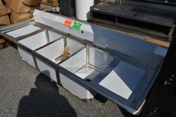 BRAND NEW SCRATCH AND DENT! Steelton 522CS31620LR Stainless Steel 3 Bay Sink w/ Dual Drain Boards. - Image 3 of 8