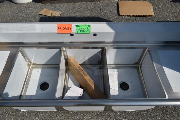BRAND NEW SCRATCH AND DENT! Steelton 522CS31620LR Stainless Steel 3 Bay Sink w/ Dual Drain Boards. - Image 6 of 8