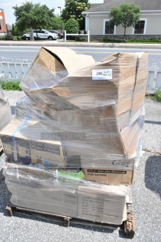 22 BRAND NEW SCRATCH AND DENT! Items Including 4070122 Choice 2/3 Size 2 1/2" Deep Anti-Jam Stainless Steel Steam Table / Hotel Pan - 24 Gauge, 32 oz Clear Water Pitchers, 5539413 Acopa Silhouette 13.5 oz. Wine Glass - 12/Case 5539413, ST4022 Parts Grate, 2 FBT2068A01. 22 Times Your Bid!