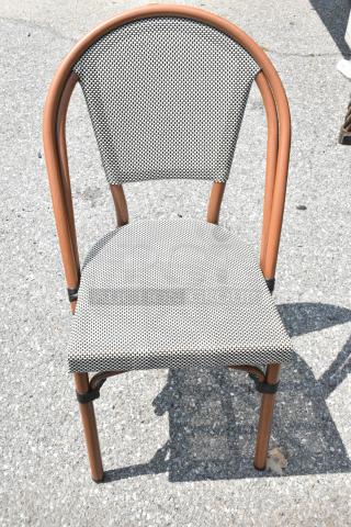 12 BRAND NEW SCRATCH AND DENT! Lancaster Table & Seating Bistro Black and White Teslin Outdoor Side Chair. 12 Times Your Bid!