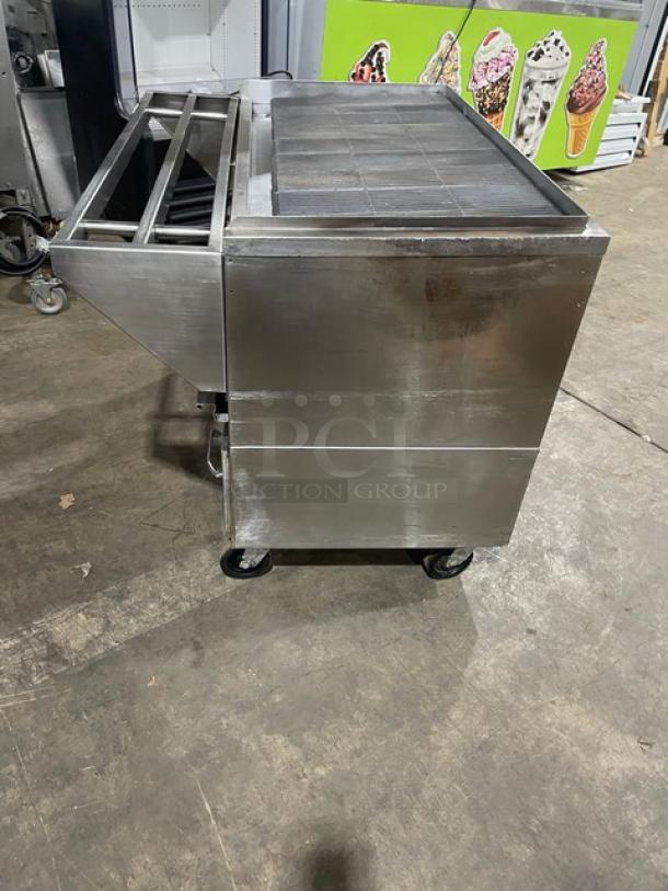 Jade Range Commercial Stainless Steel Natural Gas/Charcoal Powered Chitwood Smoker/Char Broiler Grill! With Pan Slide! With Enclosed Storage Cabinet Base! On Casters! WORKING WHEN REMOVED! - Image 2 of 10