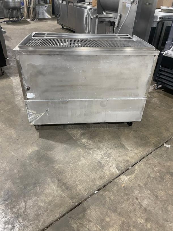Jade Range Commercial Stainless Steel Natural Gas/Charcoal Powered Chitwood Smoker/Char Broiler Grill! With Pan Slide! With Enclosed Storage Cabinet Base! On Casters! WORKING WHEN REMOVED! - Image 3 of 10