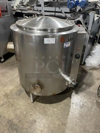 Groen Commercial Stainless Steel Natural Gas Powered Steam Jacketed 40 Lb. Stationary Steam Kettle! Model: AH/1-40 SN: 49571! 115V 1 Phase! On Legs!