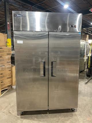 Atosa Commercial Stainless Steel Solid 2 Door Reach In Freezer! Energy Star Certified! With Poly Coated Wire Racks! Model: MBF8002 SN: MBF8002140929C4015! 115V 1 Phase! On Casters!