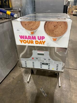 Bunn Dunkin Donuts Style Commercial Stainless Steel Electric Powered Countertop 5-Flavor Hot Chocolate/Cappuccino Hot Beverage Machine! With Hot Water Dispenser! With Digital Controls! Model: IMIX-5 SN: IMIX045758! 120/208-240V 1 Phase! On Legs!