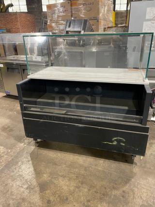 Structural Concepts Starbucks Style Commercial Black Refrigerated Multi-Level Open Grab-N-Go Merchandiser Display Case! With Top Enclosed Glass Merchandiser Showcase! On Legs!