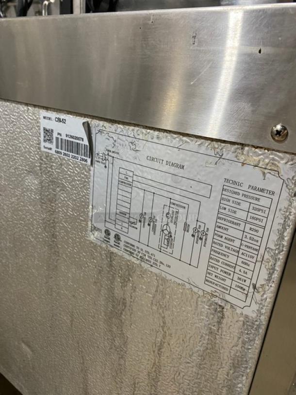 Universal Coolers Commercial Stainless Steel Two Drawer Refrigerated Chef Base! Model: CBI-52 SN: 6809260222022806! 115V! On Casters! - Image 5 of 9