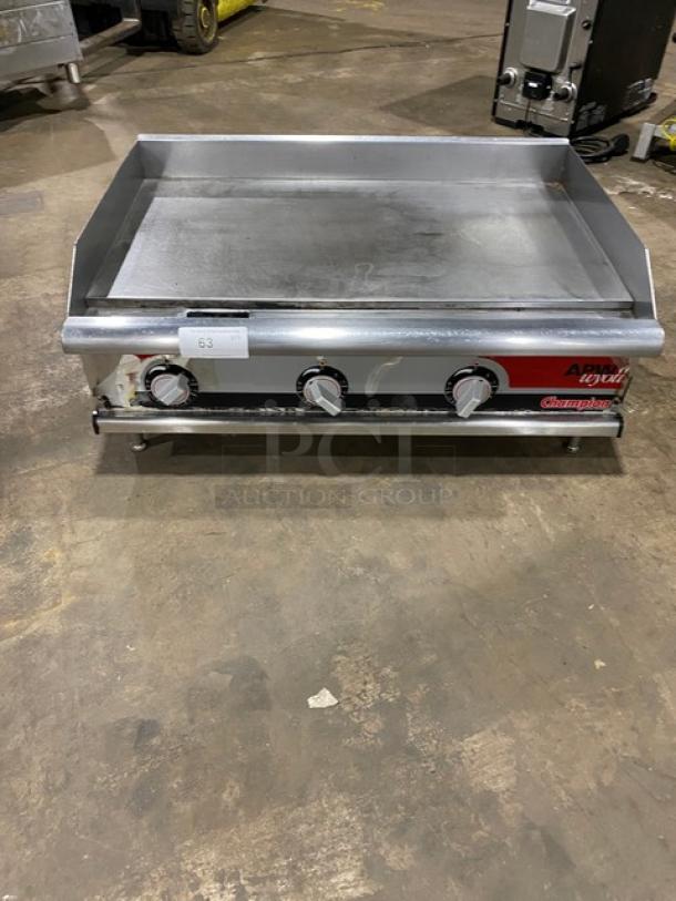 APW Wyott Champion Series Commercial Stainless Steel Electric Powered Countertop Flat Griddle! With Thermostatic Controls! On Legs! - Image 1 of 7