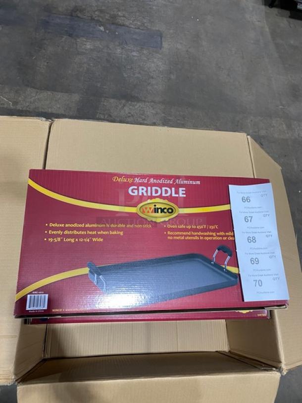BRAND NEW! Winco Commercial Deluxe Hard Anodized Aluminum Non-Stick Griddle! With Black Grip Handles! Model: HAG-2012! - Image 1 of 6