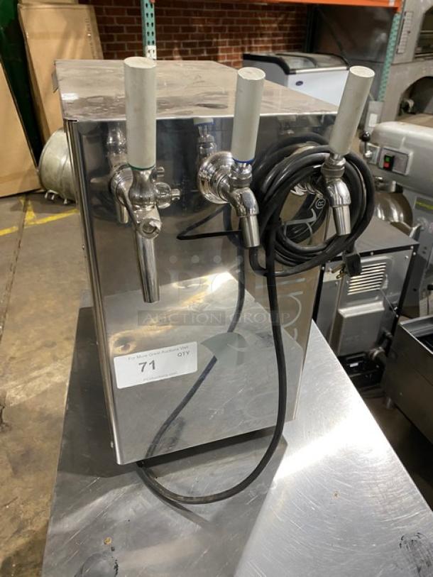 Natura Commercial Stainless Steel Electric Powered Countertop Refrigerated Water Dispenser! With 3 Tap Style Dispensing Faucets! Model: NWSB3 REF SN: 1433001014! 115V! On Legs! - Image 1 of 7