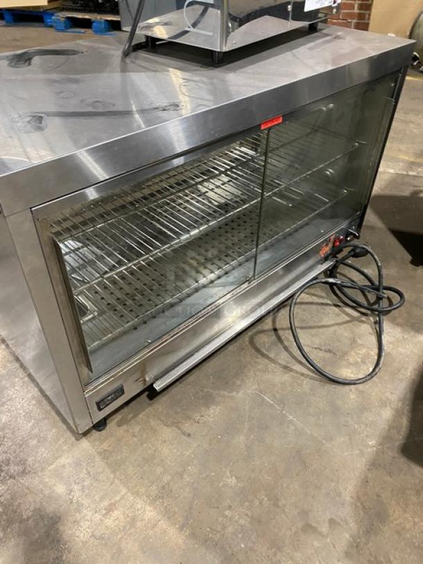 Nemco Commercial Stainless Steel Electric Powered Countertop 2-Tier Heated Merchandiser Display Show Case! With Wire Racks! With Rear Double Sliding Access Doors! On Legs! - Image 3 of 7