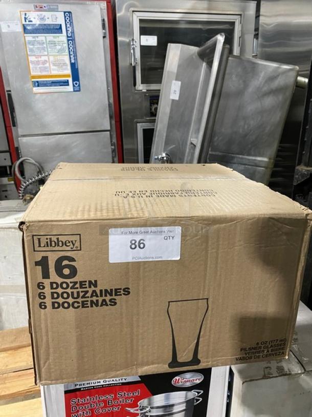 BRAND NEW! Libbey Commercial Clear 6 Oz. Heavy-Base Pilsner Glass! 6-Dozen Per Case! Model: 16! - Image 1 of 5