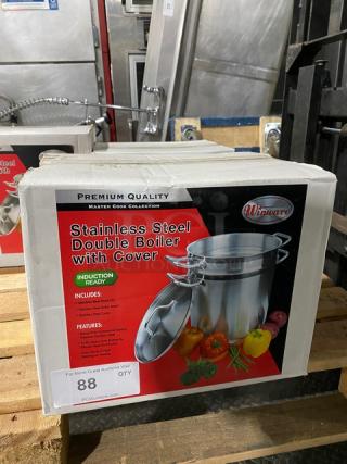BRAND NEW! Winco Winware Series Master-Cook Collection Commercial Stainless-Steel Heavy Duty Induction Ready Double Boiler! With Cover & Handles!