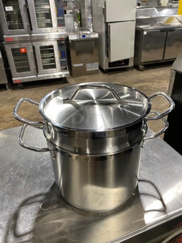 BRAND NEW! Winco Winware Series Master-Cook Collection Commercial Stainless-Steel Heavy Duty Induction Ready Double Boiler! With Cover & Handles! - Image 2 of 5
