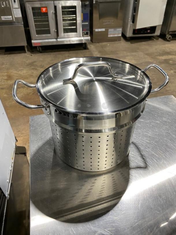 BRAND NEW! Winco Winware Series Master-Cook Collection Commercial Stainless-Steel Heavy Duty Induction Ready Steamer! With Cover & Handles! - Image 4 of 5