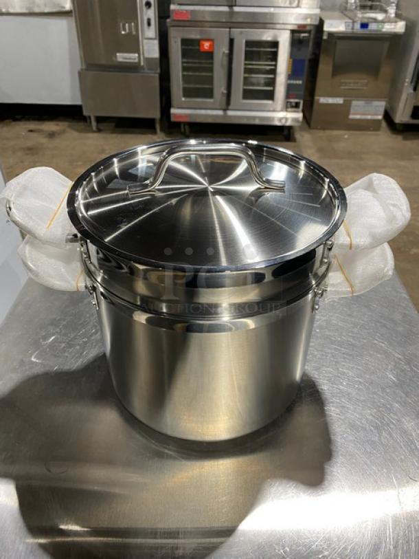 BRAND NEW! Winco Winware Series Master-Cook Collection Commercial Stainless-Steel Heavy Duty Induction Ready Double Boiler! With Cover & Handles! - Image 2 of 5