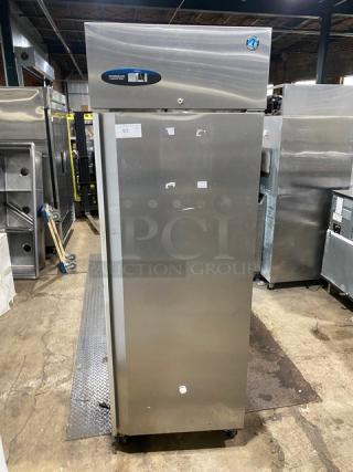 Hoshizaki Commercial Stainless Steel Solid Single Door Reach In Freezer! With Poly Coated Wire Racks! Model: CF1S-FS SN: F81882K! 115V 1 Phase! On Casters!
