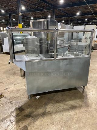 Commercial Stainless Steel Natural Gas Powered Hot Food Steamtable! With Sneeze Guard! With Hotel/Steamtable Pans! On Legs!