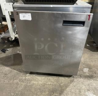 Delfield Enodis Series Commercial Stainless Steel Solid Single Door Undercounter Refrigerator! Model: 406CA-DHL-DD1 SN: 0508036102880-T! 115V 1 Phase! On Casters!