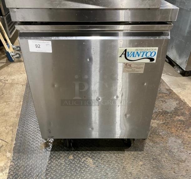 Avantco Commercial Stainless Steel Solid Single Door Worktop Refrigerator! With Poly Coated Wire Rack! Model: 178TWT27RHC SN: 6555250116120301! 115V! On Casters! - Image 1 of 8