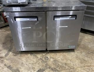 Hoshizaki! 2020! Late Model! Economy Series Commercial Stainless Steel 2 Door Undercounter Worktop Freezer! Energy Star Certified! With Poly Coated Wire Racks! Model: EUF48A SN: K00062M! 115V 1 Phase! On Casters!