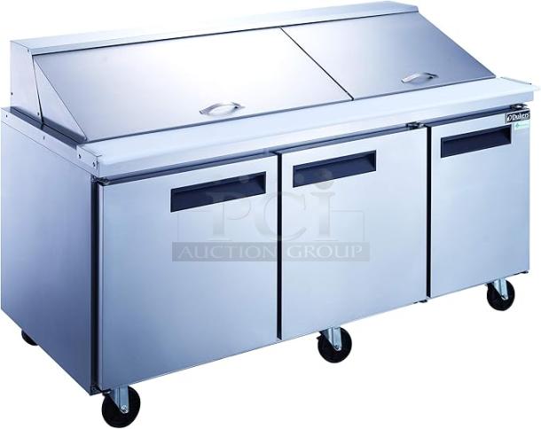 BRAND NEW DUKERS  DSP72-18-S3 72 1/2" Sandwich/Salad Prep Table w/ Refrigerated Base, 115v - Image 1 of 4