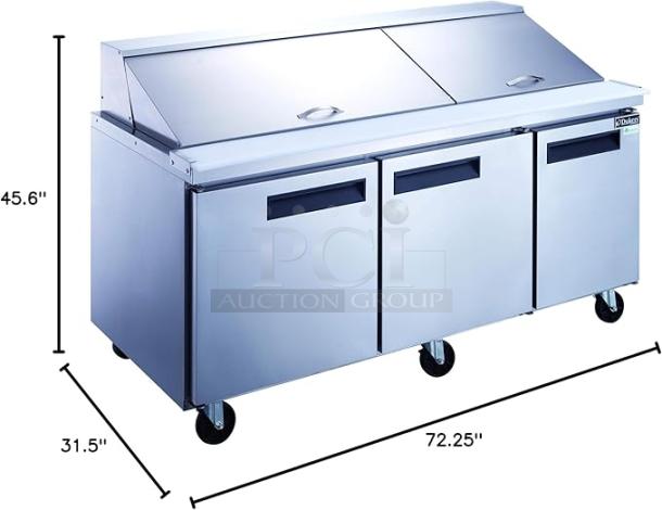 BRAND NEW DUKERS  DSP72-18-S3 72 1/2" Sandwich/Salad Prep Table w/ Refrigerated Base, 115v - Image 4 of 4